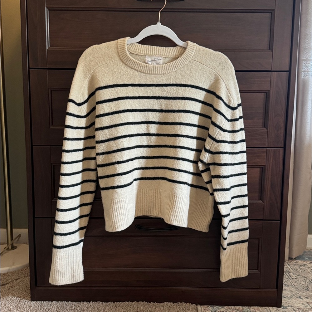 Striped Cream and Black Sweater